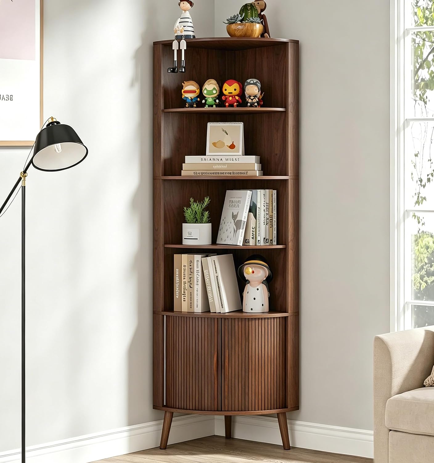 5-Tier Corner Shelf, 66.73''Ta - đánh giá và giá Bookshelf 5 Tier