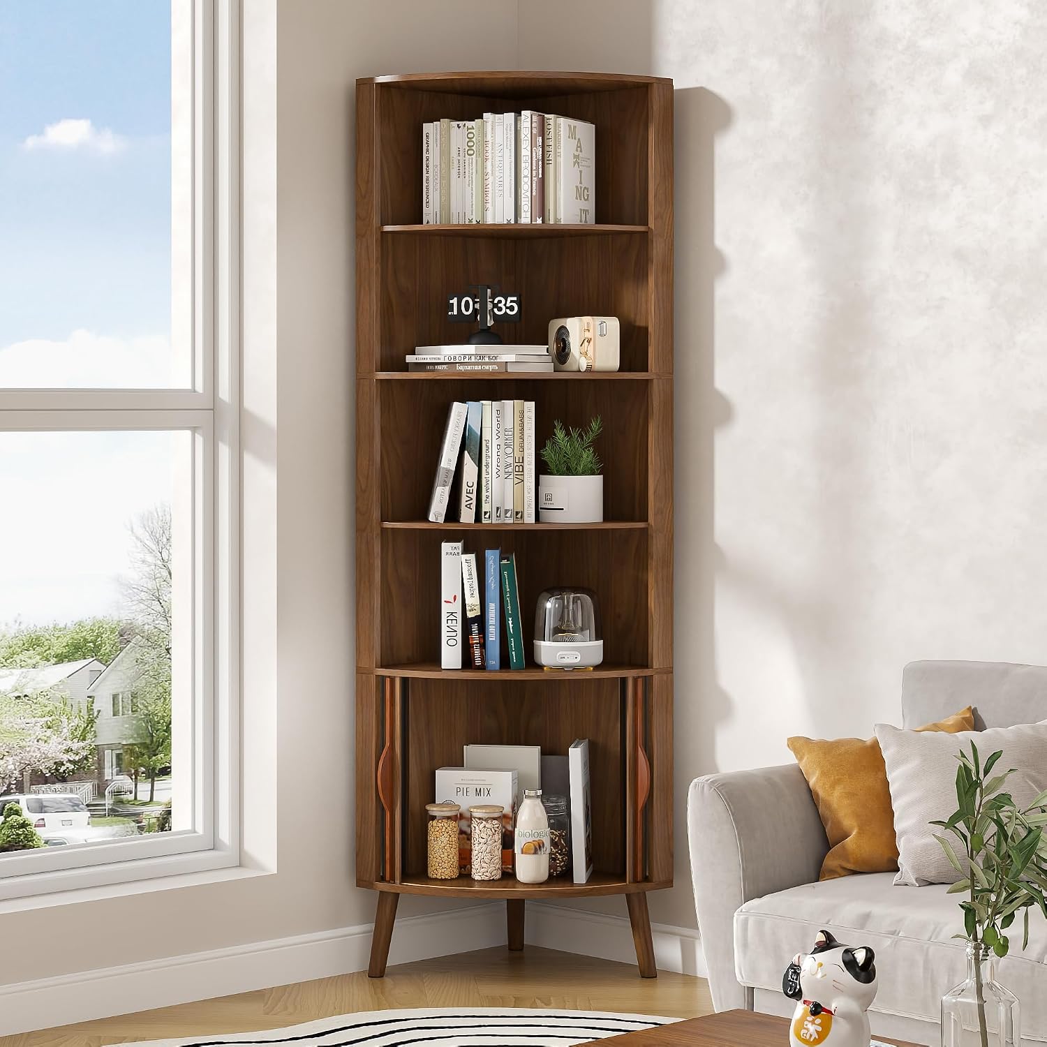 5-Tier Corner Shelf, 66.73''Ta - đánh giá và giá Bookshelf 5 Tier