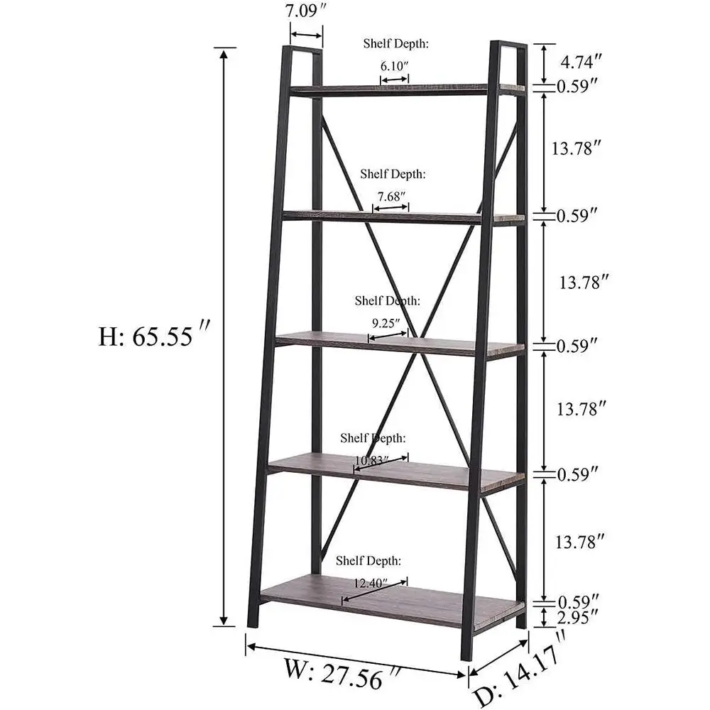 5-Tier Ladder Bookshelf, Indus - đánh giá và giá Bookshelf 5 Tier