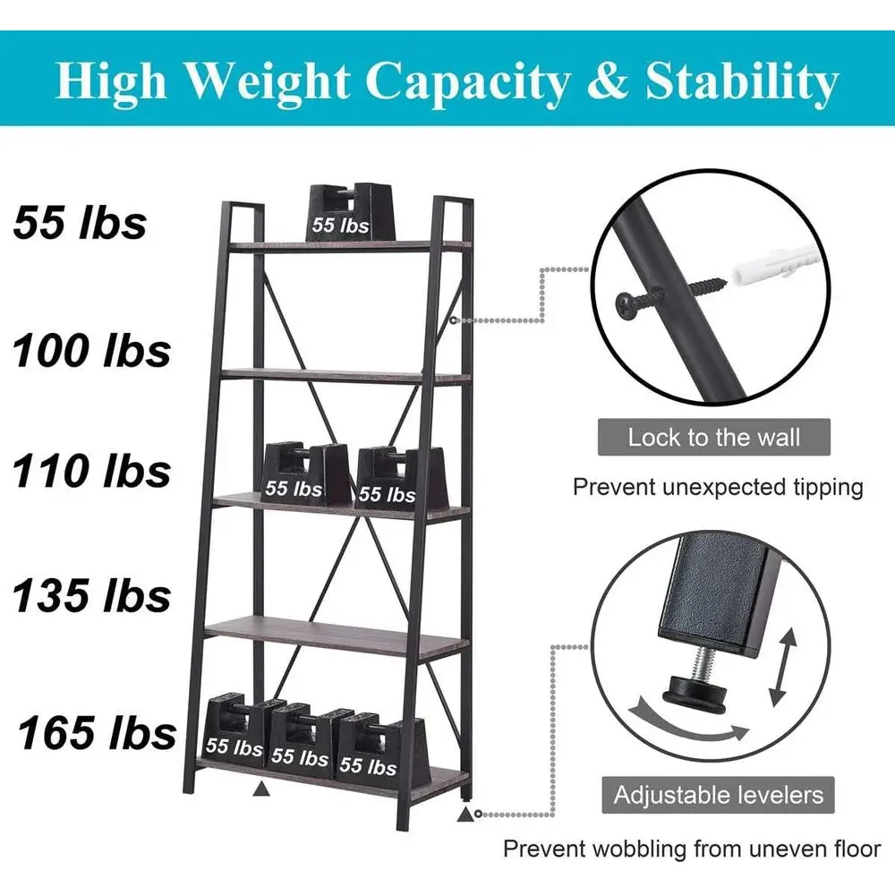 5-Tier Ladder Bookshelf, Indus - đánh giá và giá Bookshelf 5 Tier