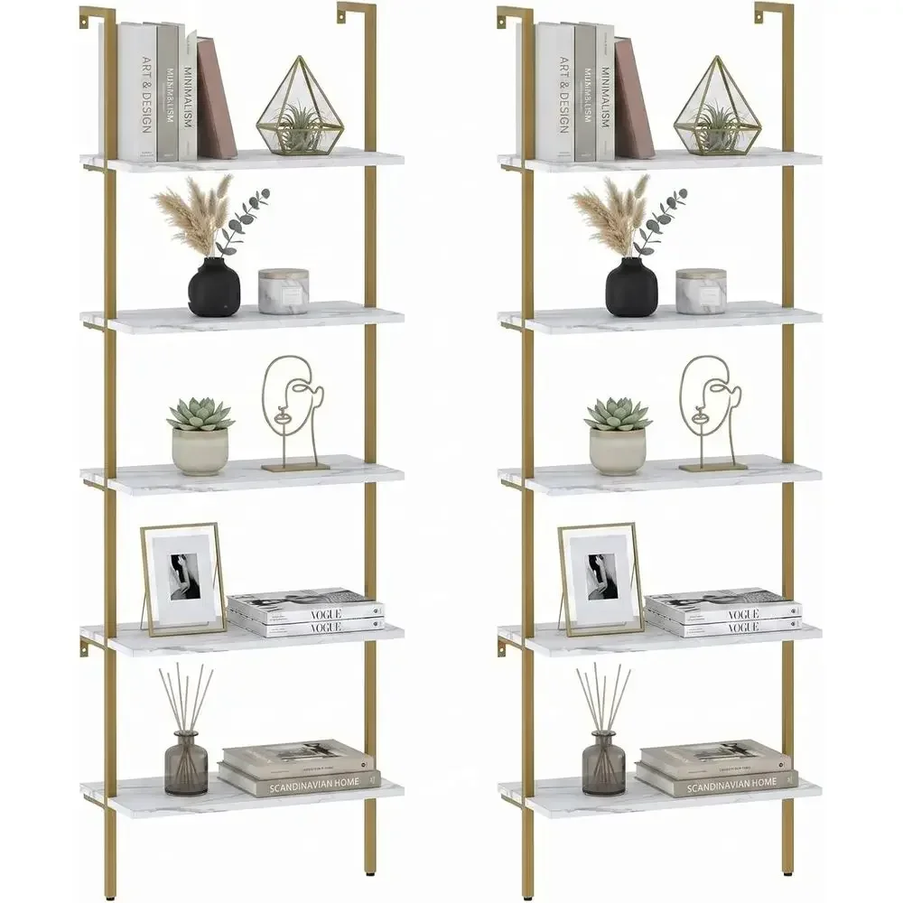 5-Tier White Marble Wall-Mount - đánh giá và giá Bookshelf 5 Tier