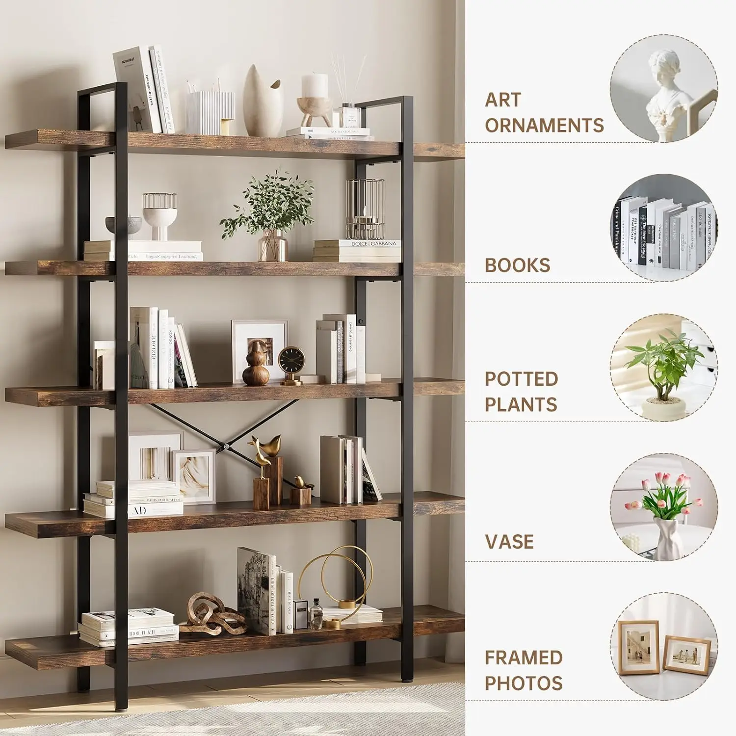 Bookshelf Set of 2, Heavy Duty - đánh giá và giá Bookshelf 5 Tier