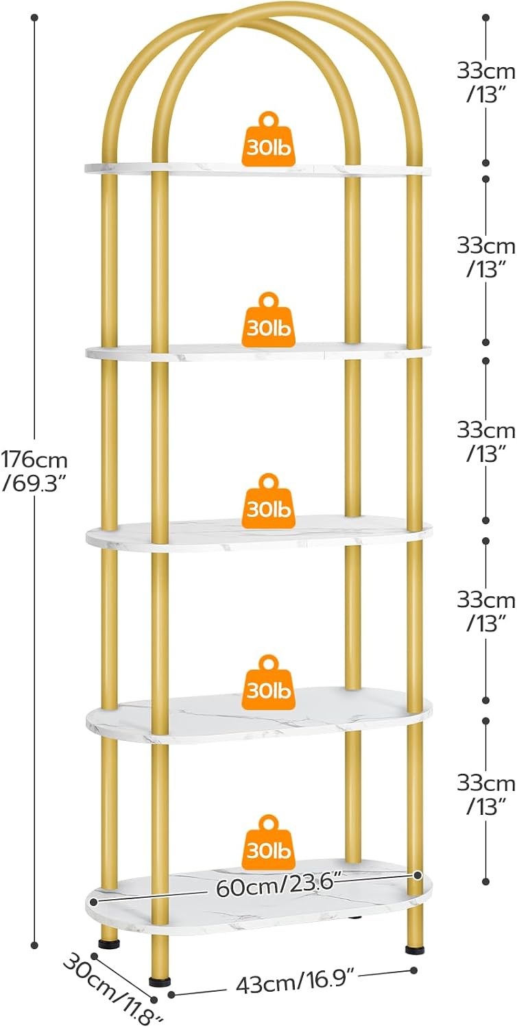 HOOBRO 5 Tier Open Bookshelf,  - đánh giá và giá Bookshelf 5 Tier