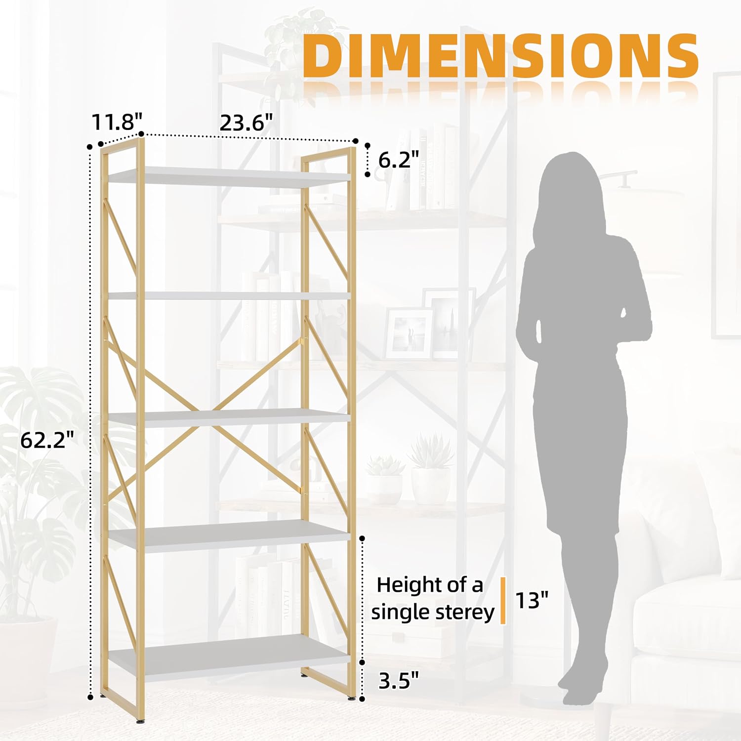 5-Tier Tall Bookshelf & Bookca - đánh giá và giá Bookshelf 5 Tier