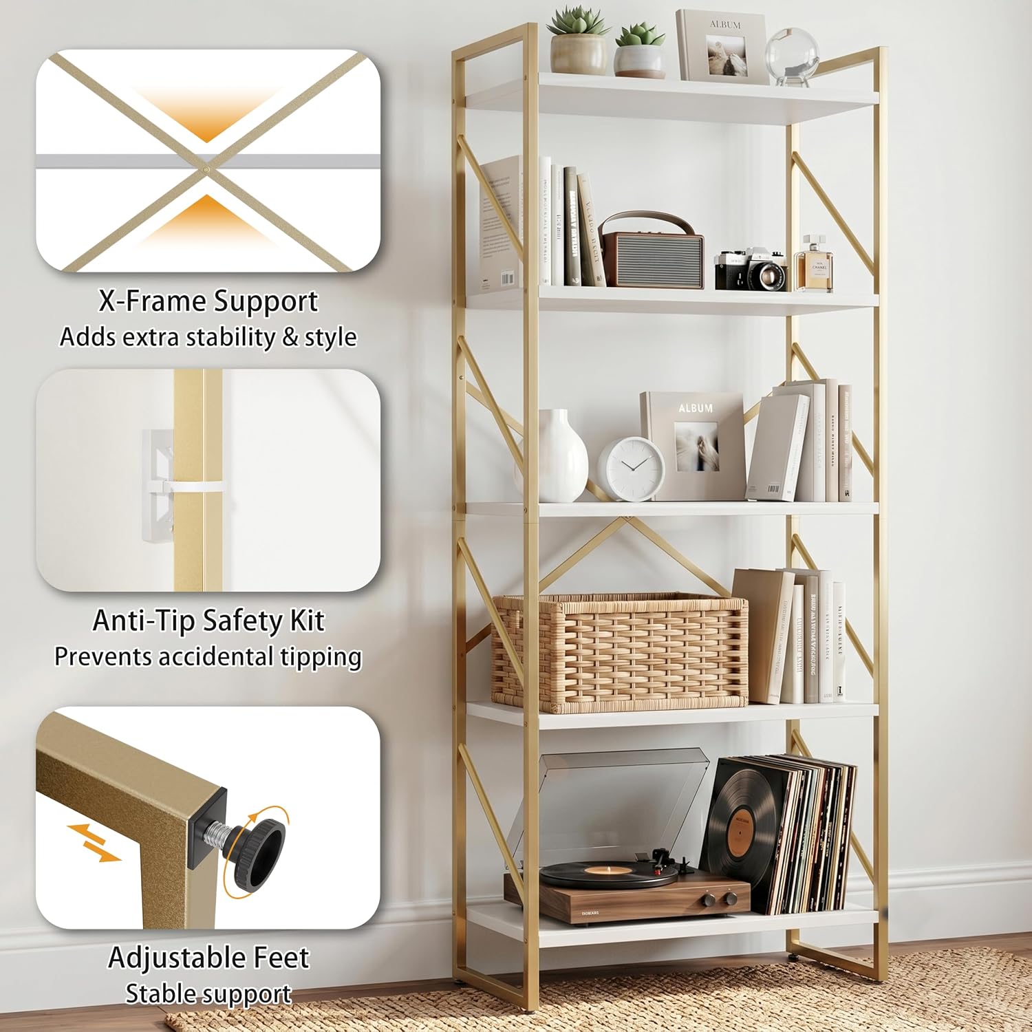 5-Tier Tall Bookshelf & Bookca - đánh giá và giá Bookshelf 5 Tier