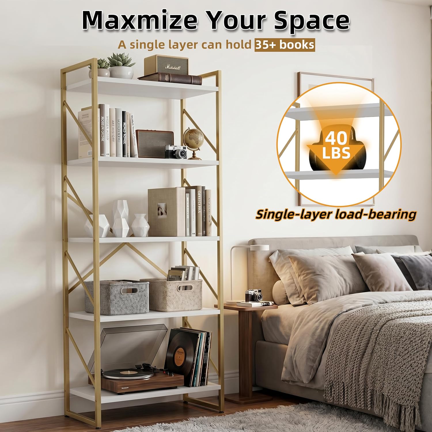 5-Tier Tall Bookshelf & Bookca - đánh giá và giá Bookshelf 5 Tier