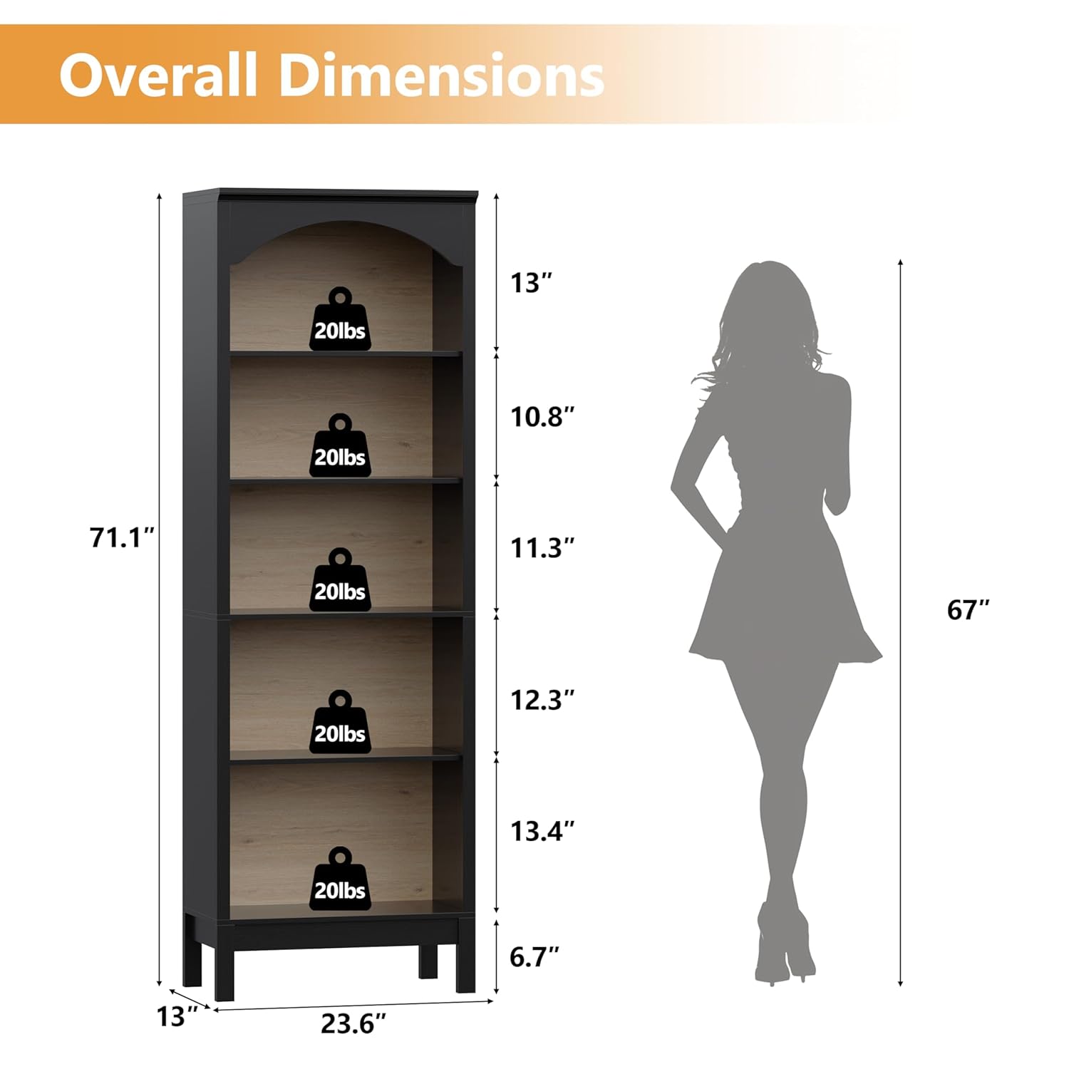 Arched Bookshelf with 5 Tier O - đánh giá và giá Bookshelf 5 Tier