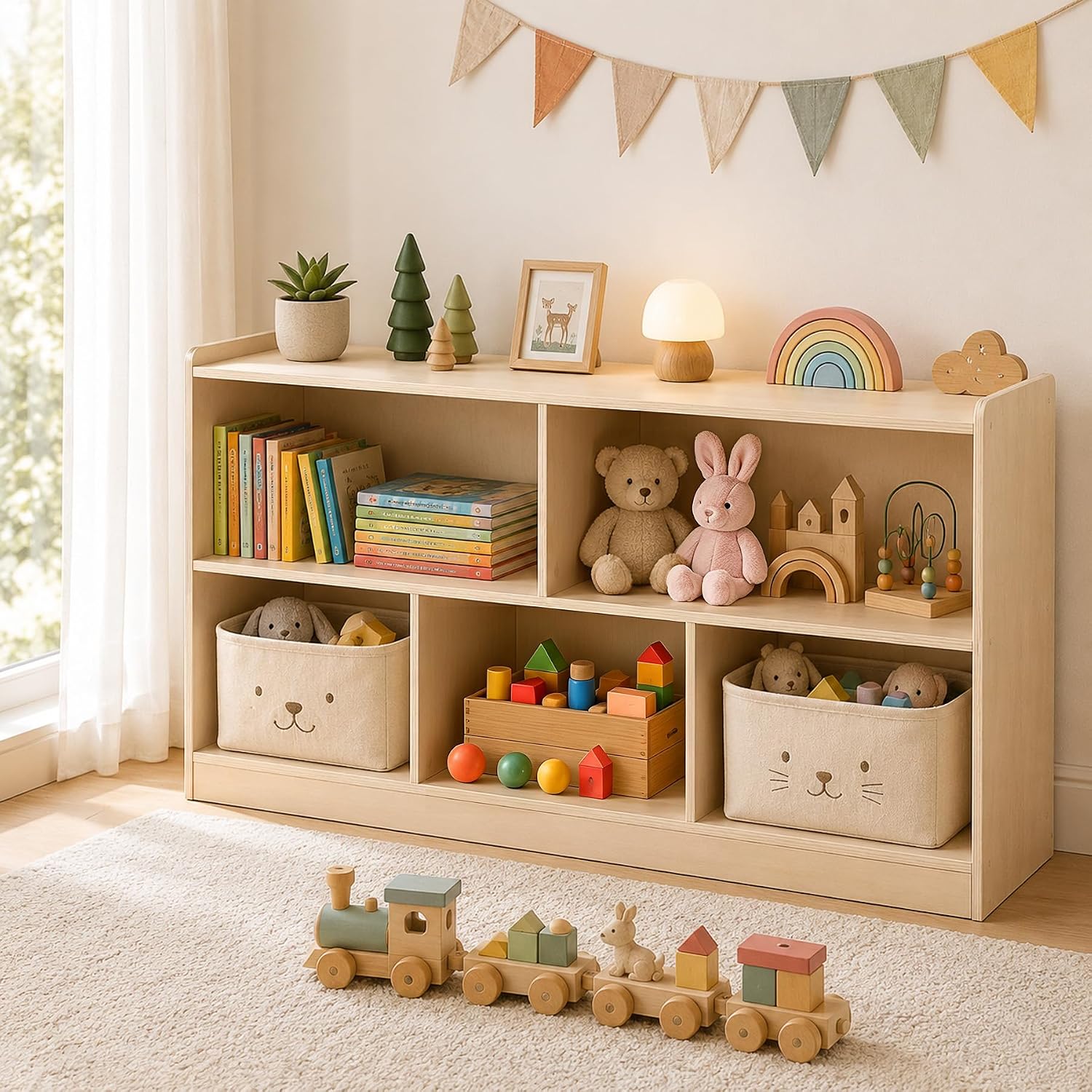Wooden 5-Section Montessori To - đánh giá và giá Bookshelf 5 Tier