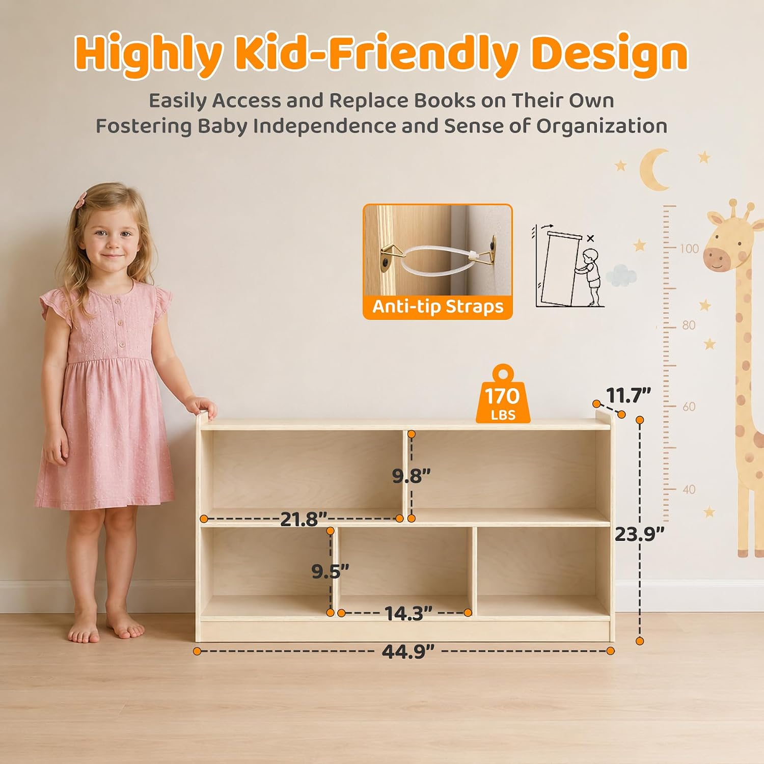 Wooden 5-Section Montessori To - đánh giá và giá Bookshelf 5 Tier