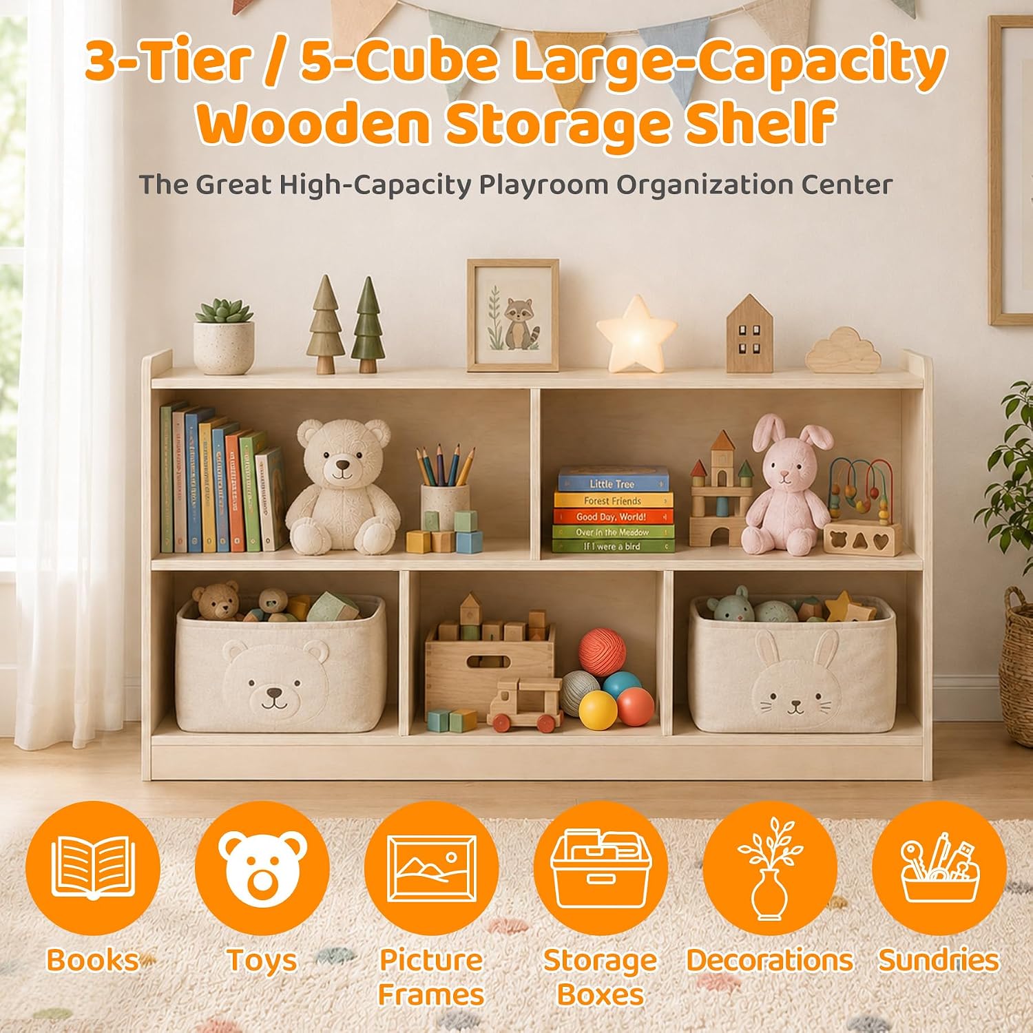 Wooden 5-Section Montessori To - đánh giá và giá Bookshelf 5 Tier