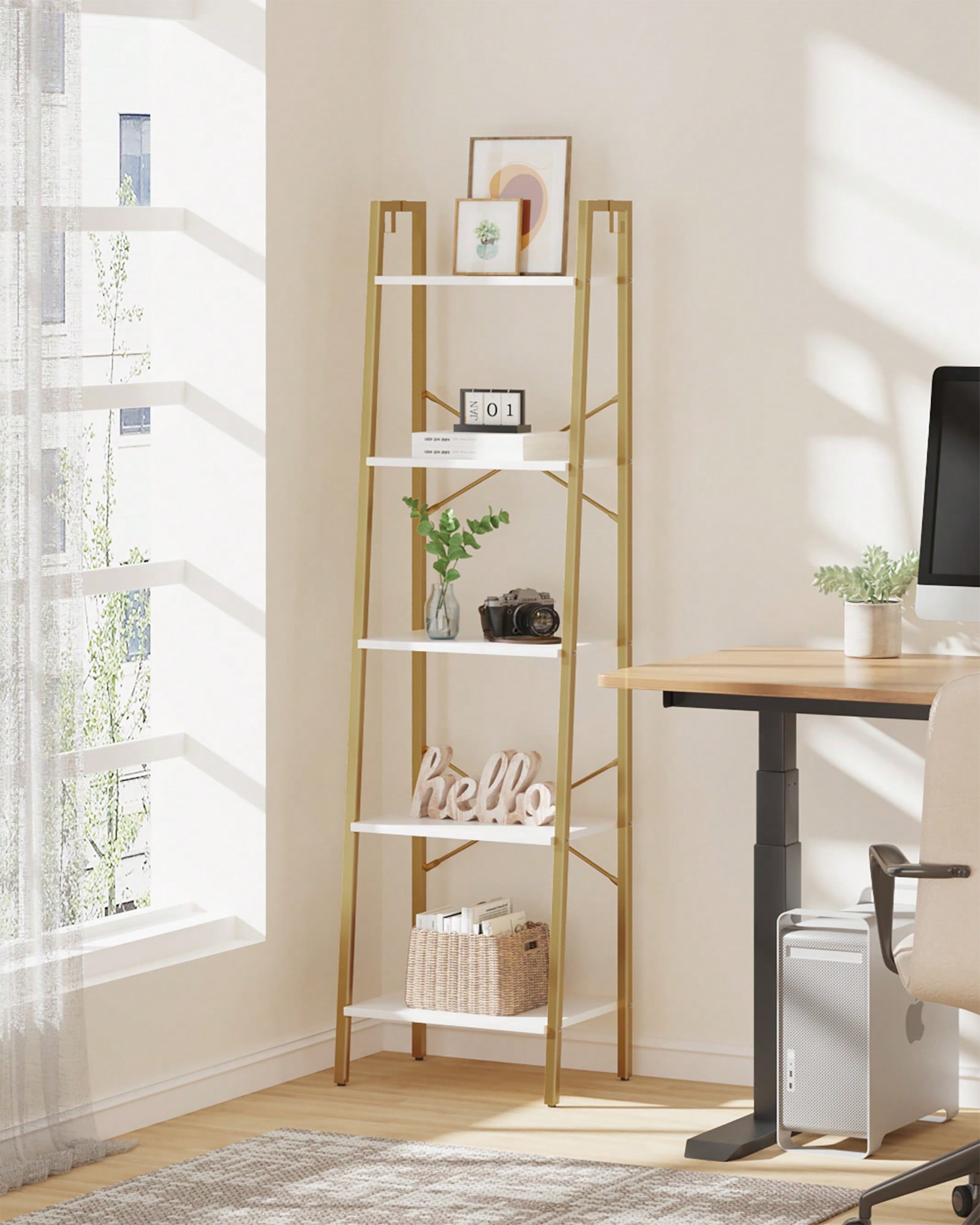 5 Tier Ladder Shelf Modern Gla - đánh giá và giá Bookshelf 5 Tier