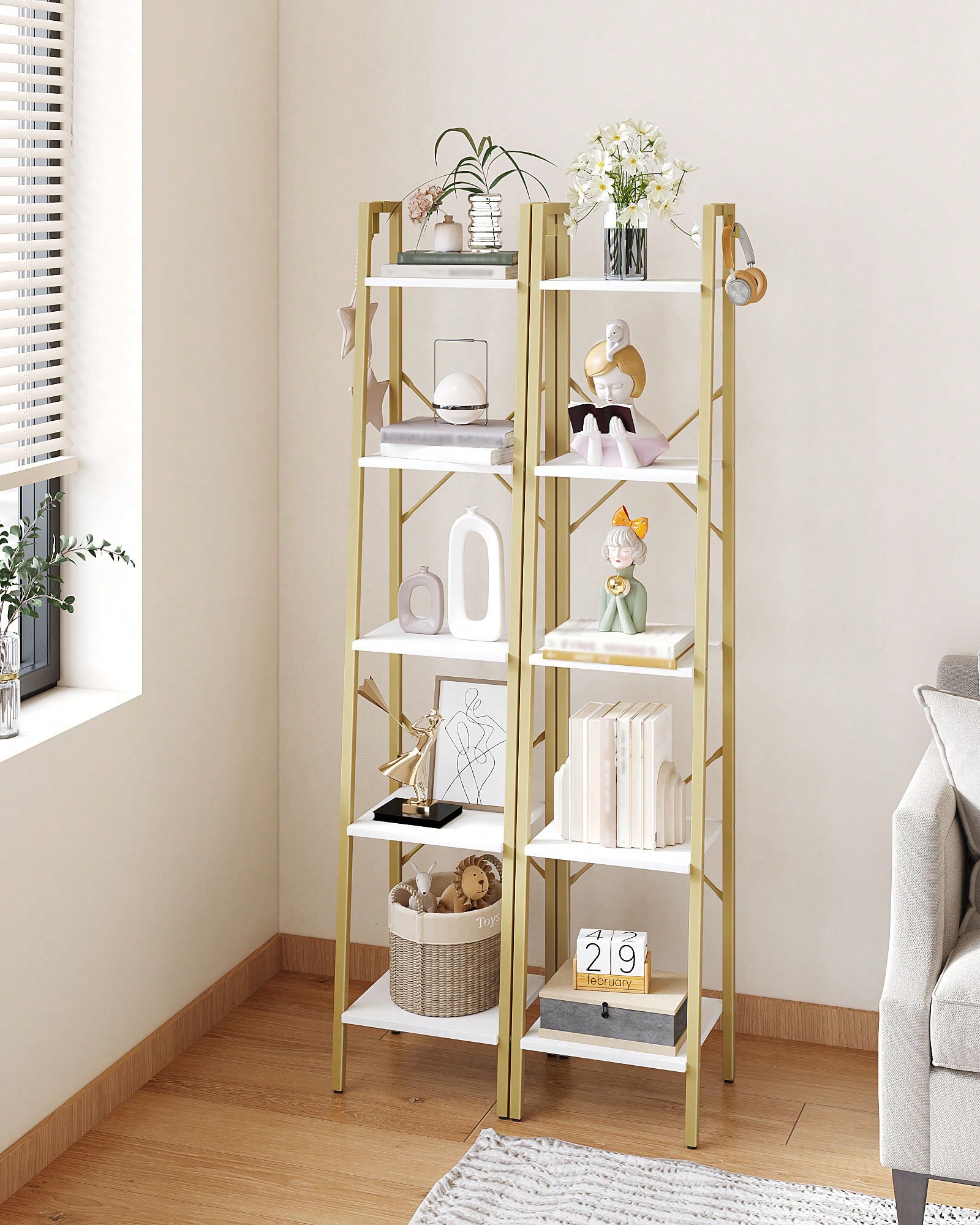 5 Tier Ladder Shelf Modern Gla - đánh giá và giá Bookshelf 5 Tier