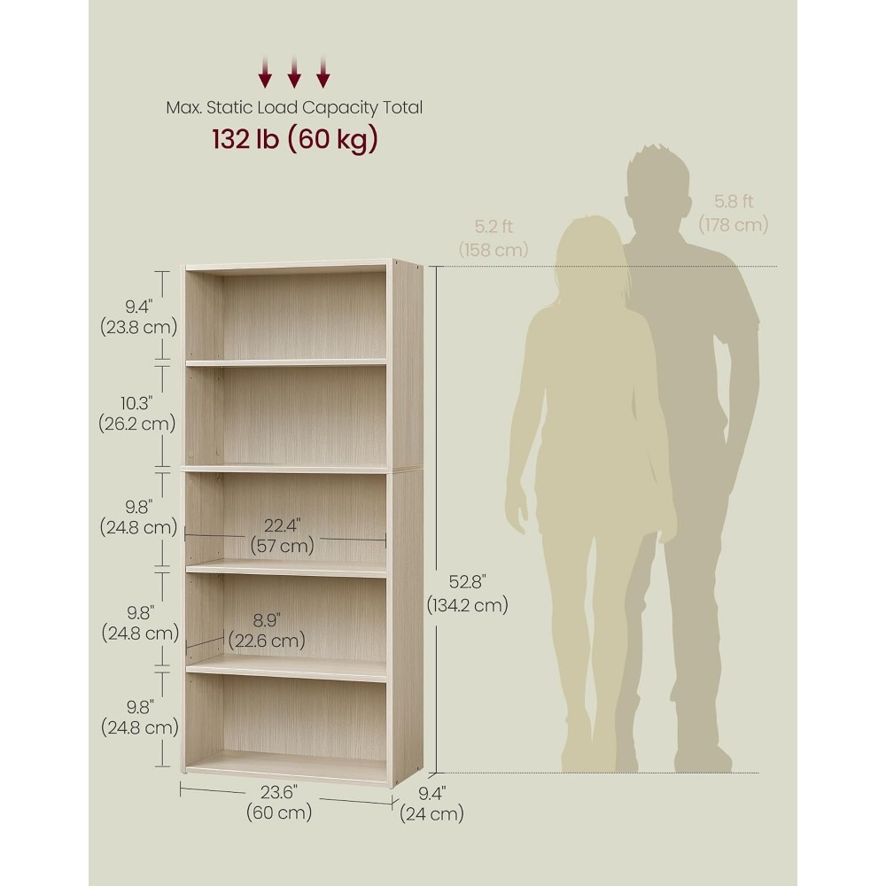 VASAGLE CUSTOS Collection - Bo - đánh giá và giá Bookshelf 5 Tier