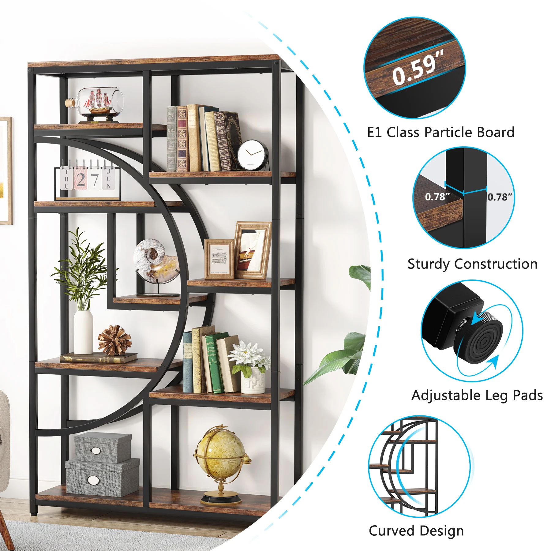 Tribesigns Bookshelf Industria - đánh giá và giá Bookshelf 5 Tier
