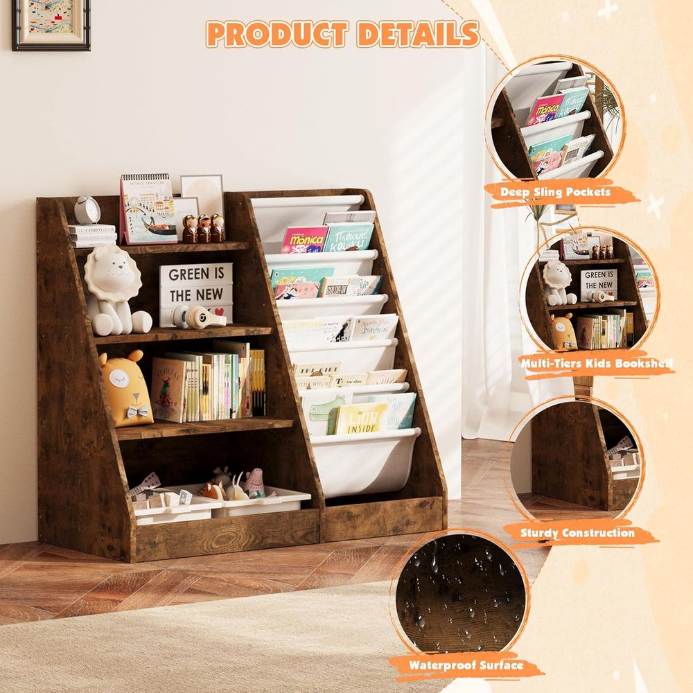 4-Tier Wooden Toddler Bookshel - đánh giá và giá Bookshelf 5 Tier